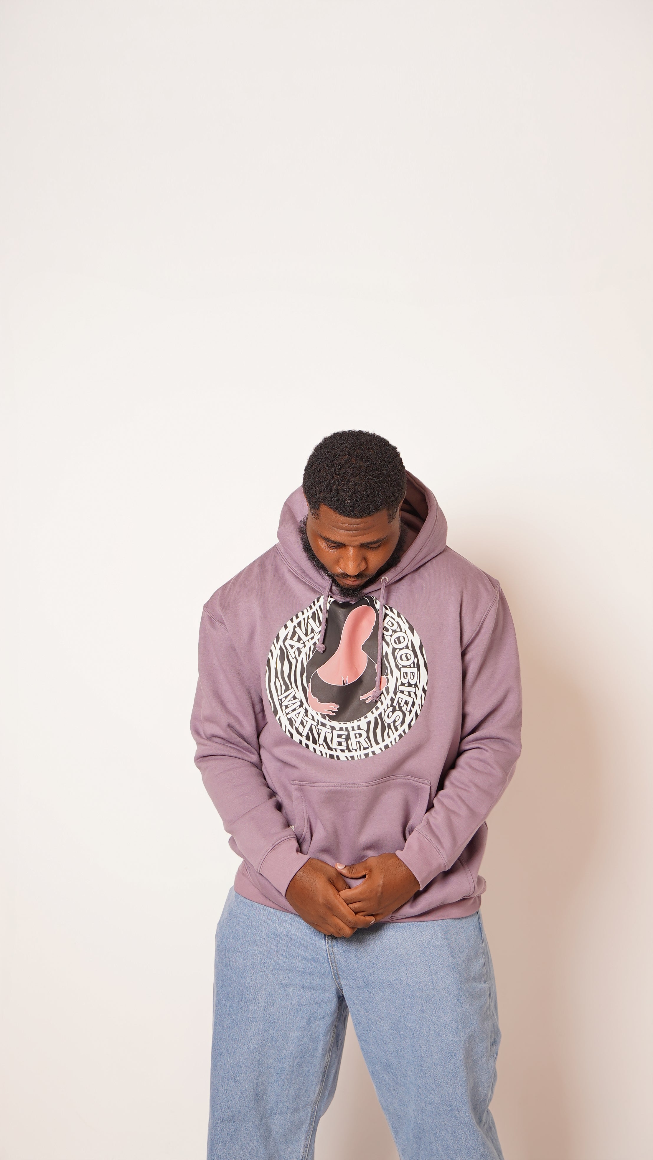 "All Boobies Matter Heavyweight Pullover Hoodie – Purple Zebra