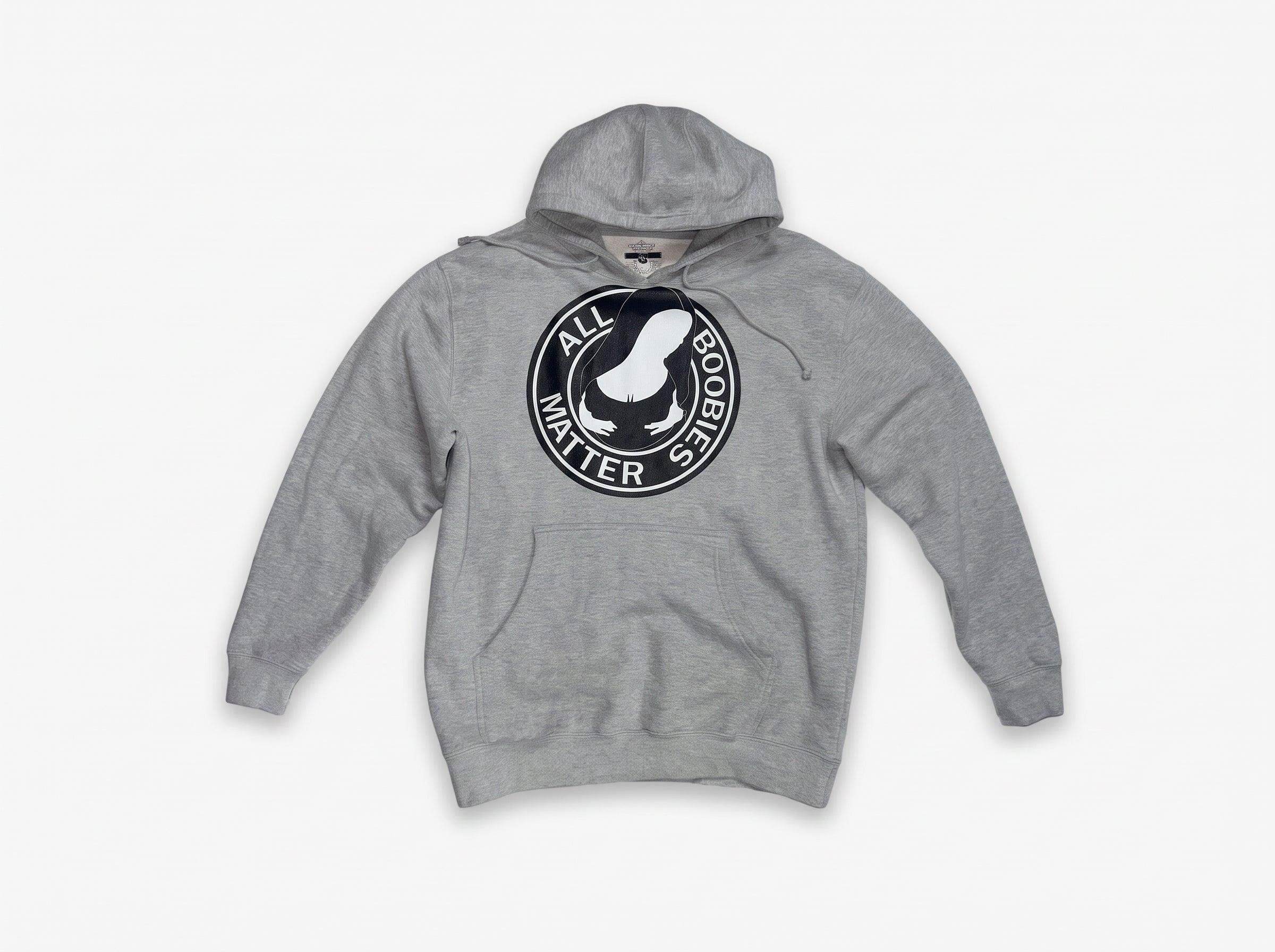 "All Boobies Matter Heavyweight Pullover Hoodie – Grey & Black