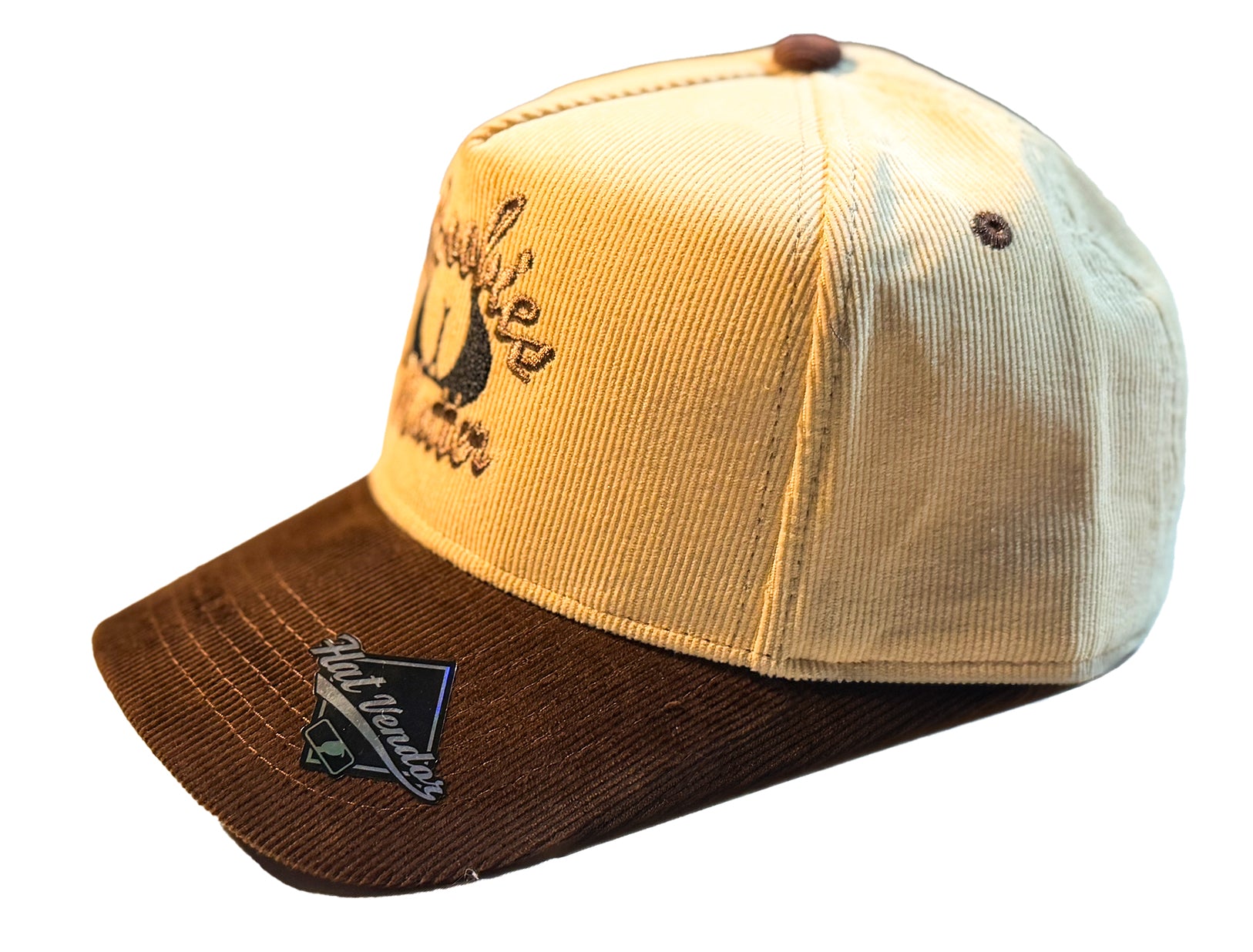 "All Boobies Matter Corduroy 5-Panel Hat – Brown & Cream K-Frame Cap"