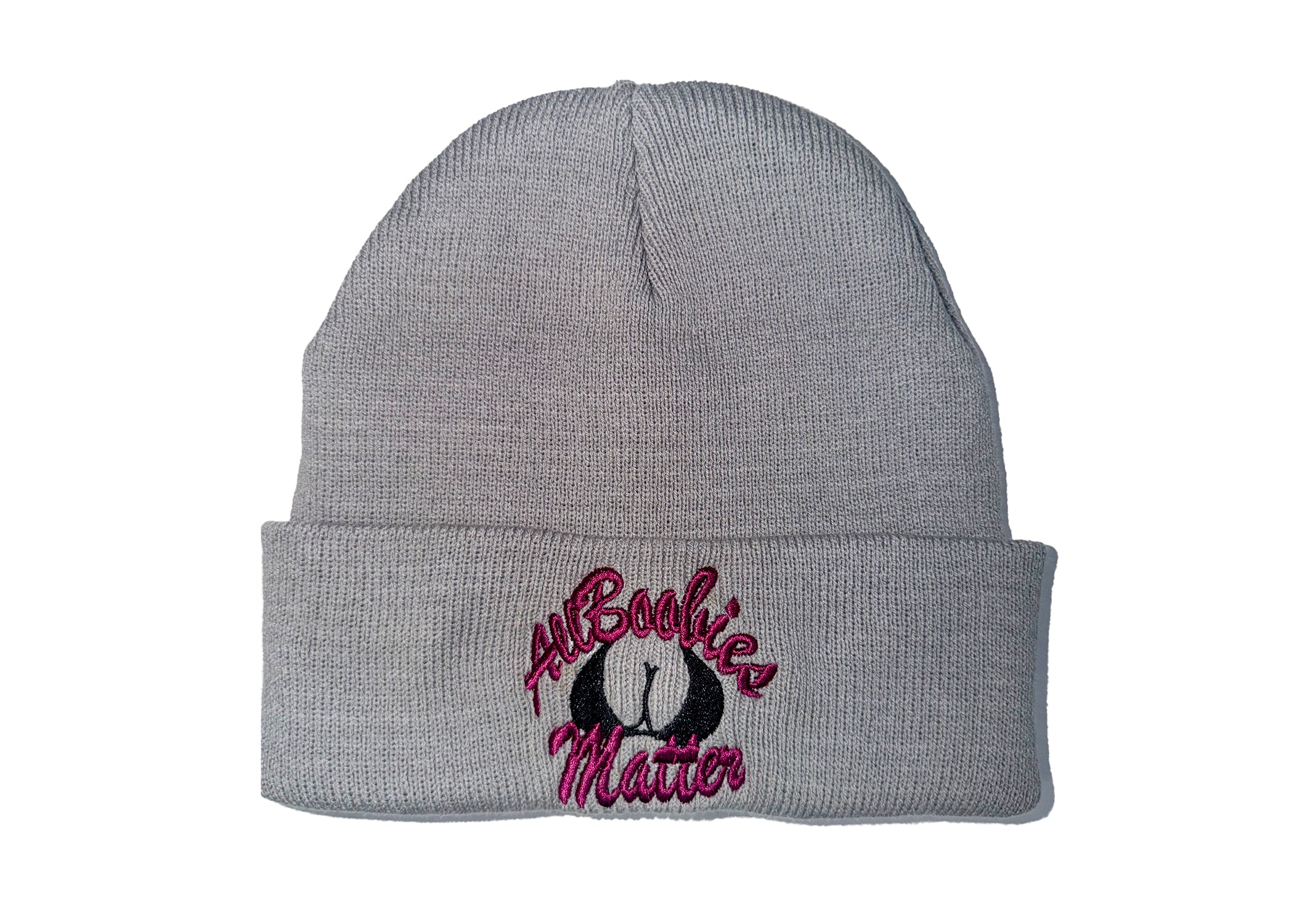 All Boobies Matter Beanie Cap - "LIGHT GREY"