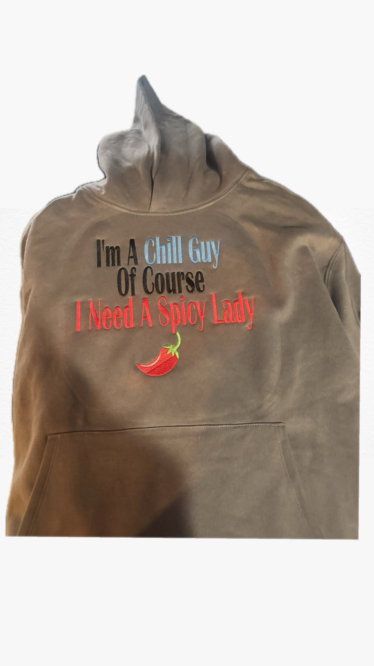 "Chill Guy Needs Spicy Lady Men's Asphalt Heavyweight Pullover Hoodie – Cozy, Bold & Stylish Sweatshirt"