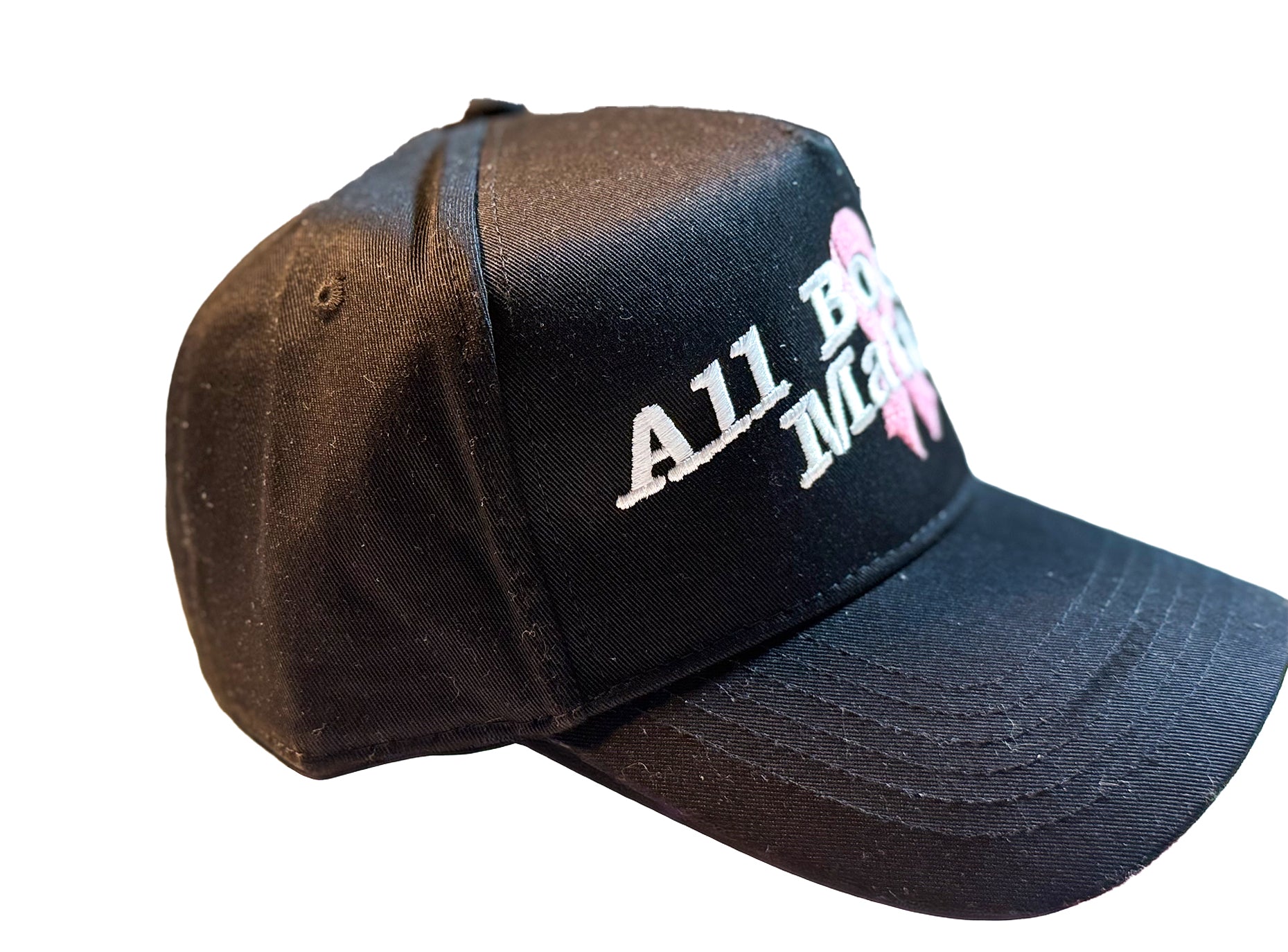 "All Boobies Matter 5-Panel Hat – Black with Pink Brim K-Frame Cap"