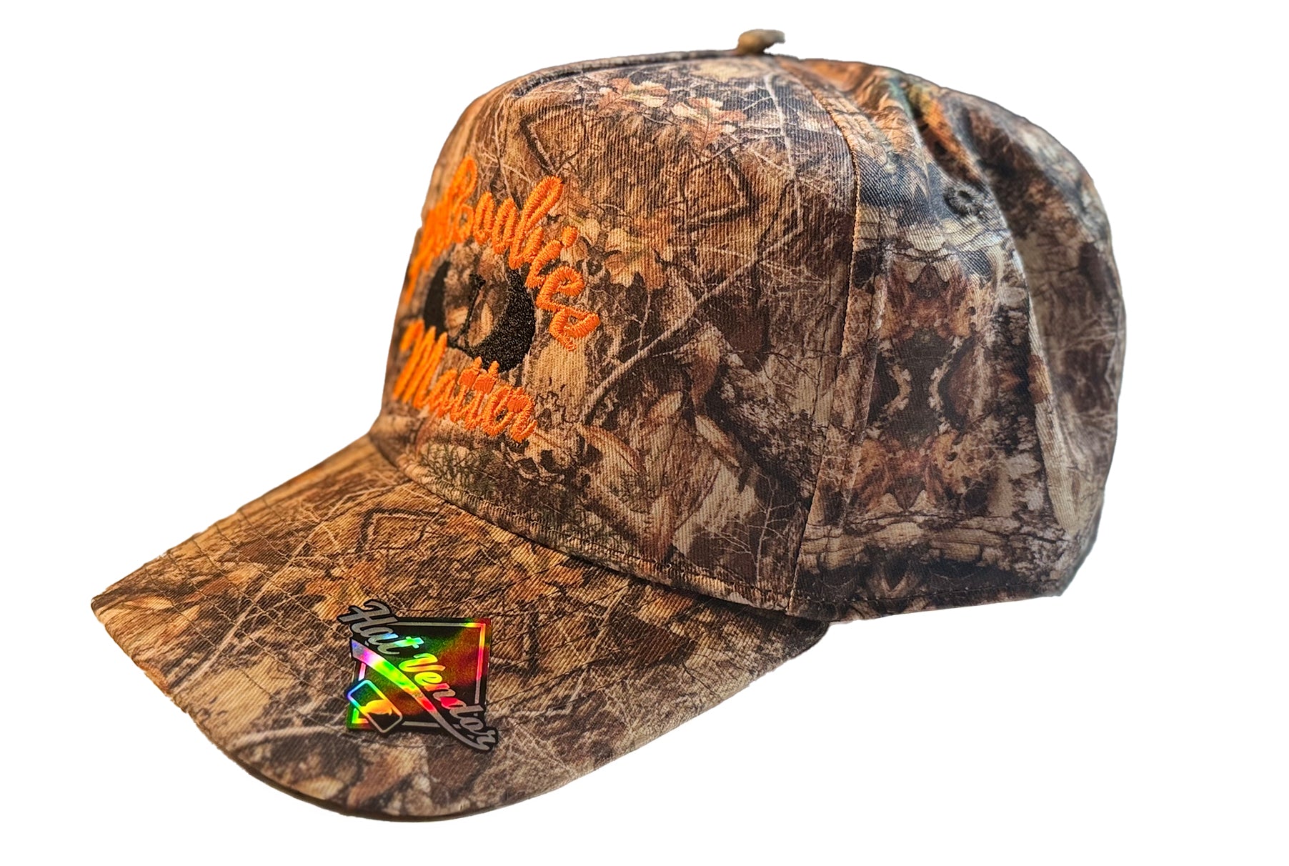 "All Boobies Matter Camoflague 5-Panel Hat – Camo & Orange K-Frame Cap"