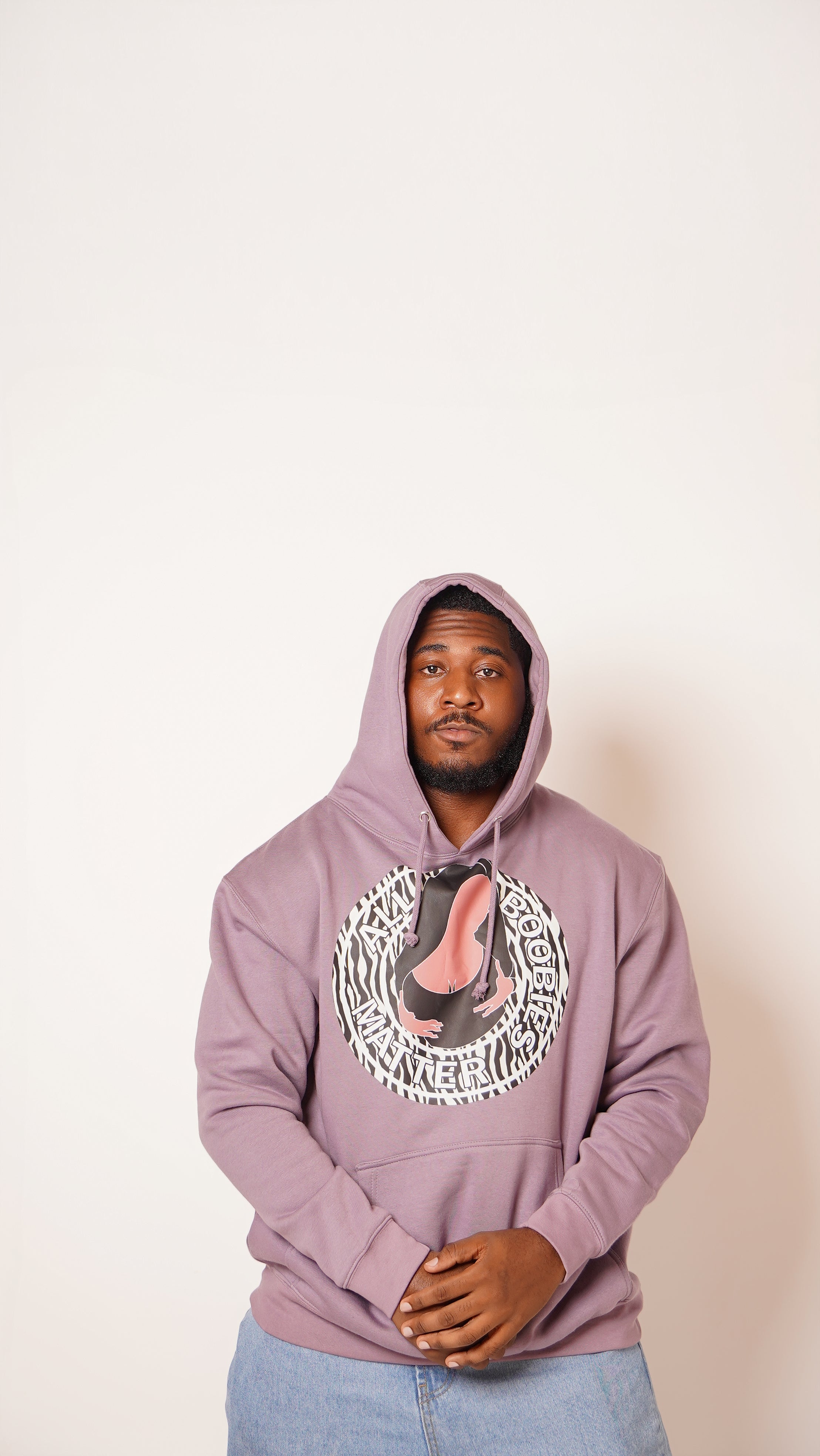 "All Boobies Matter Heavyweight Pullover Hoodie – Purple Zebra