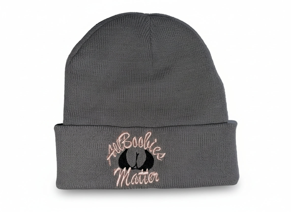 All Boobies Matter Beanie Cap "LIGHTGREY" - "PASTEL PACK"