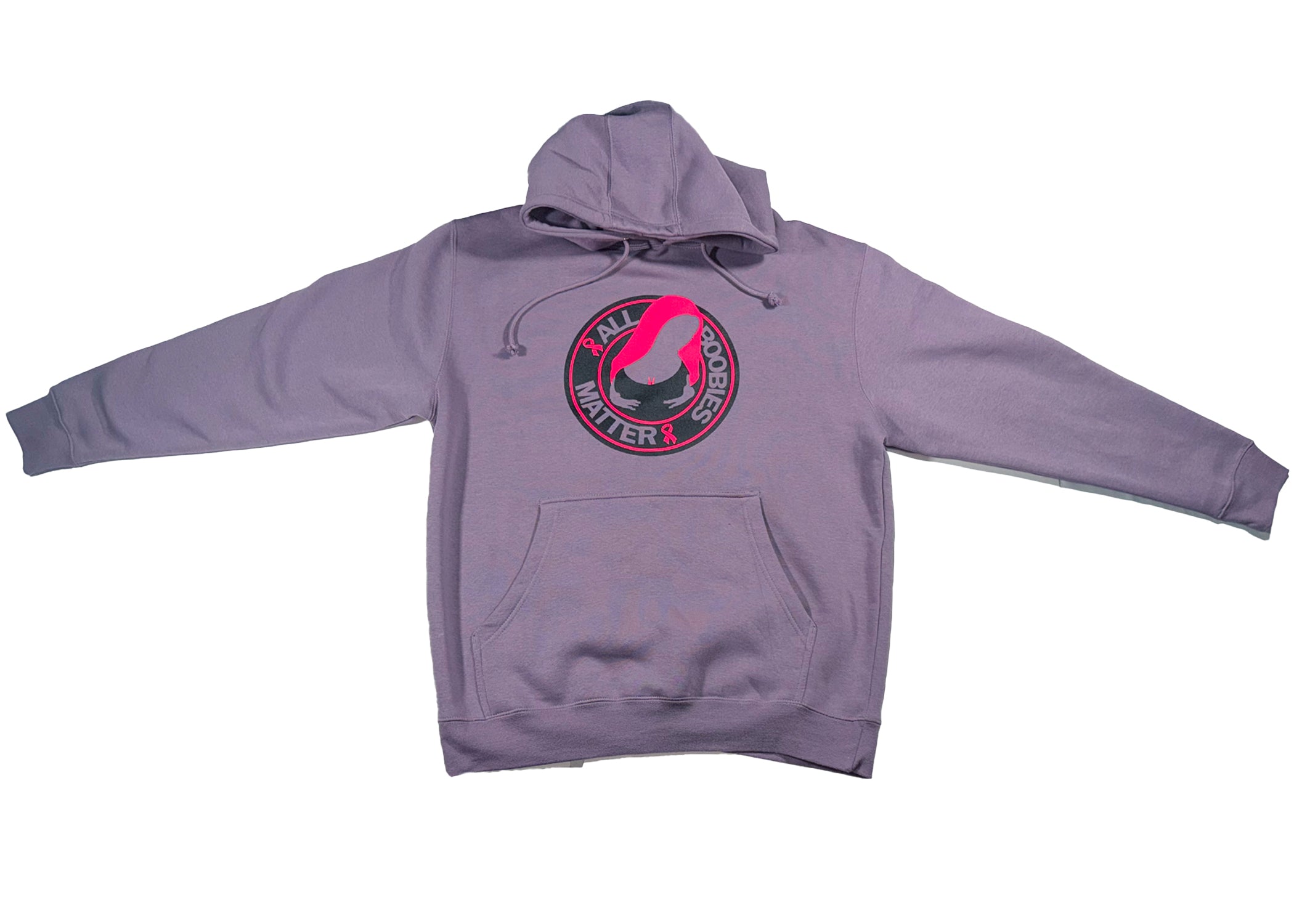 "All Boobies Matter Heavyweight Pullover Hoodie – GREY/PINK & PURPLE/PINK