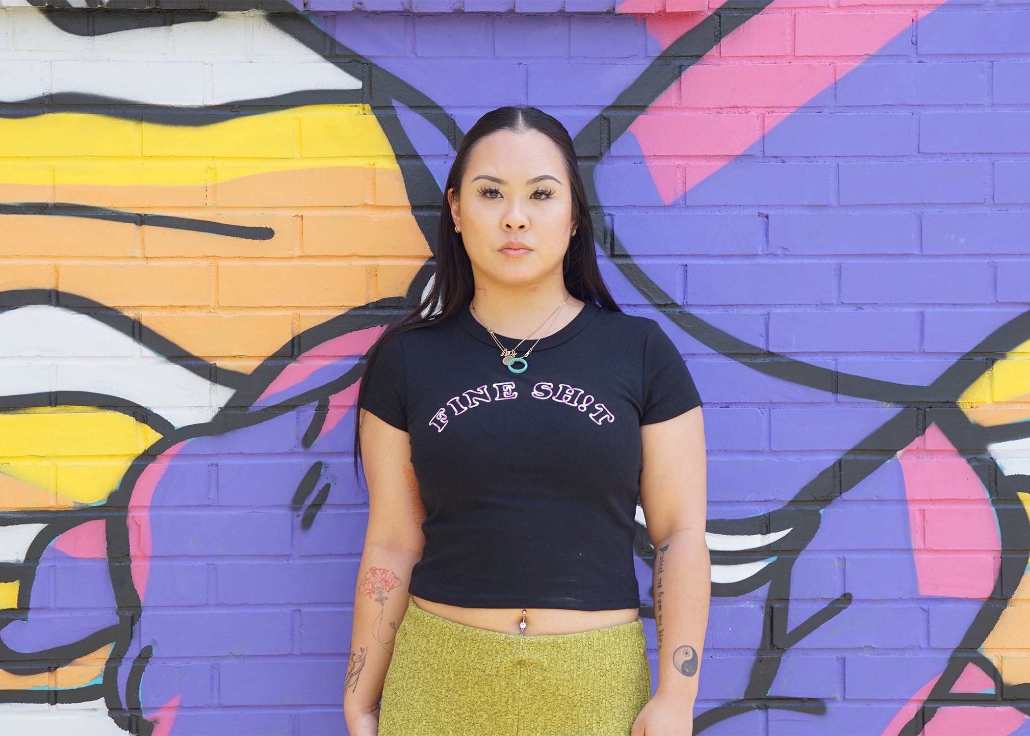 Fine Sh!t Black & Purple Women's Micro Rib Baby Tee – Stylish, Soft & Trendy