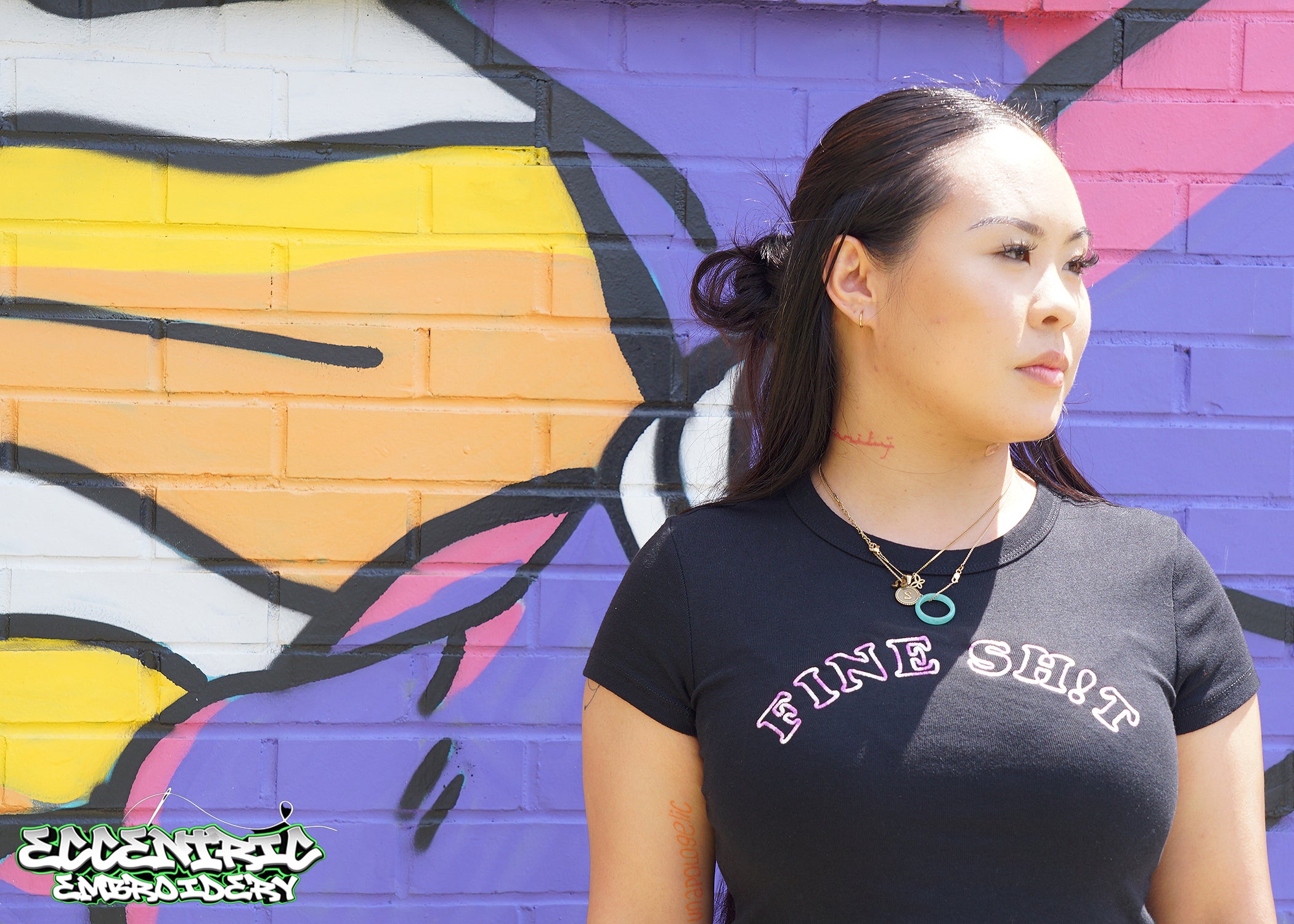 Fine Sh!t Black & Purple Women's Micro Rib Baby Tee – Stylish, Soft & Trendy